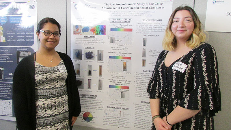 two students with research poster
