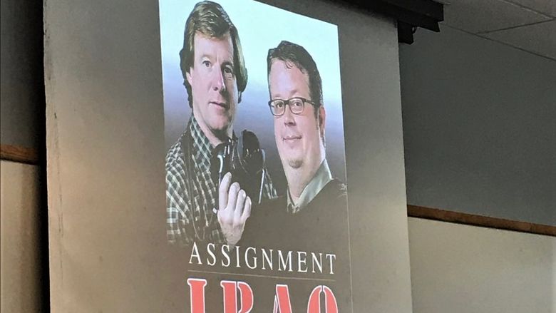 Mike Mullen and writer Chris Kelly on promotional cover for their trip to Iraq