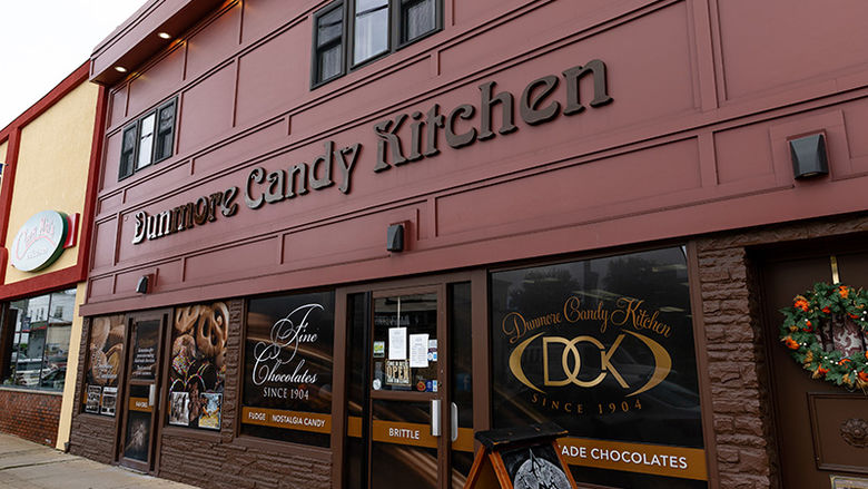 modern day facade of the original Dunmore Candy Kitchen store